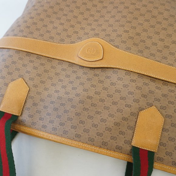 GUCCIAuth  Sherry Line 002 40 0694 Women's Coated Canvas Tote Bag Light Brown - Picture 9 of 10